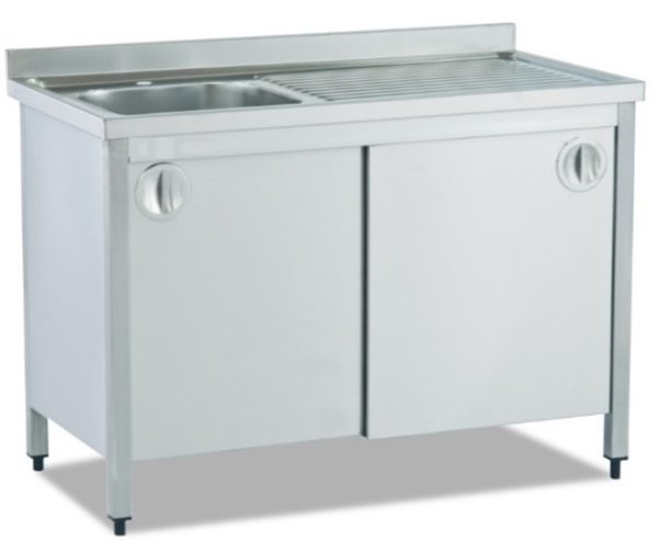 Tek Evyeli Tezgah - Dolaplı Sürgü Kapılı